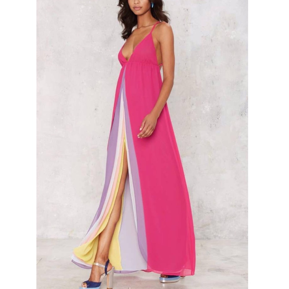 Nasty Gal | rainbow riot maxi dress